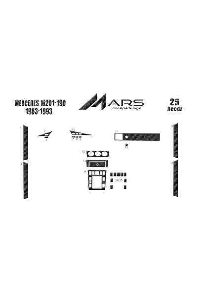 Marscockpitdesign مرسيدس 190 كونسول-توربيدو 1983-1993 25 قطعة