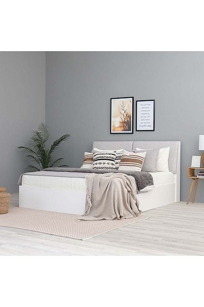 Danube Home Palomeze 180x200 King Bed with Hydraulic and Headboard storage - White/Black L189.2xW220.5xH110.5cm