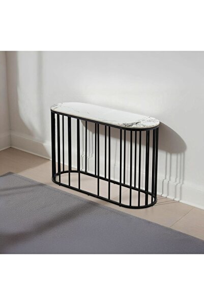 danube طاولة كونسول إلمونت - تصميم عصري من السيراميك والمعدن باللونين الأبيض ...