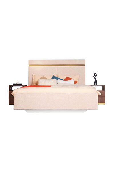 Danube Home Ronin 180x200 King Bed - Beige/Golden L190xW214xH145cm