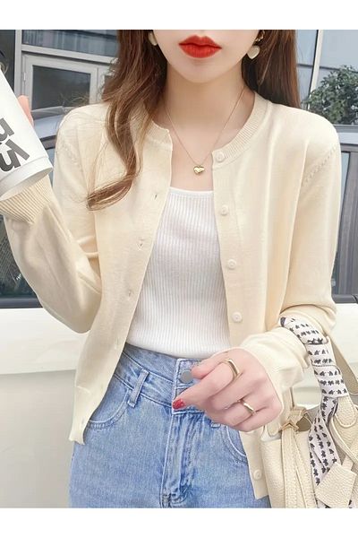 Ugdelia Women's Basic Buttoned Knitwear Cardigan