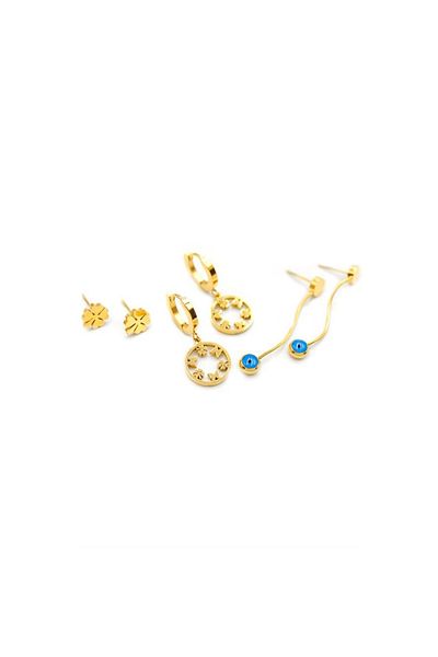 SepetBudur 6 Clover Earrings - Gold