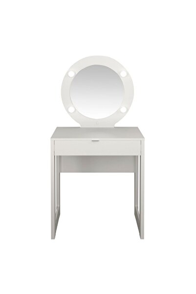 Danube Home Eldon Dressing Table with Mirror & Drawer - White Melamine Finish, 160x45x82cm, 2-Year Warranty