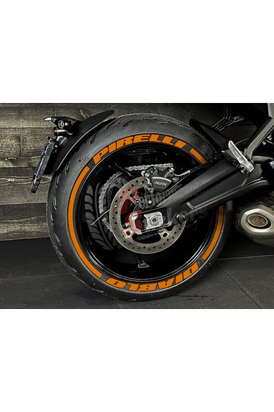 Performance Stickers Tire Lettering Diablo Stripe Motorcycle Tire Sticker Compatible with 15-19 Inch Tire Sticker Orange