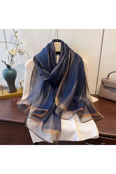ELİŞİ MODA Gold Color Embroidered Accessory Thin Shawl, Gift Shawl, 70 cm X 190 Cm. Very Stylish Shawl in Size