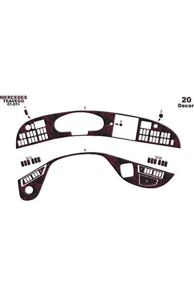 Marscockpitdesign مرسيدس ترافيجو كونسول-توربيدو 2005-2010 20 قطعة