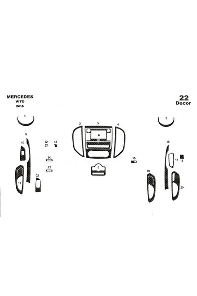 Marscockpitdesign مرسيدس فيتو بيانو أسود 2015 22 قطعة