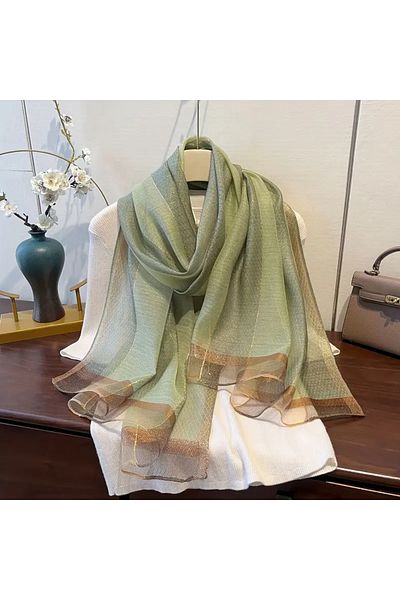 ELİŞİ MODA Gold Color Embroidered Accessory Thin Shawl, Gift Shawl, 70 cm X 190 Cm. Very Stylish Shawl in Size