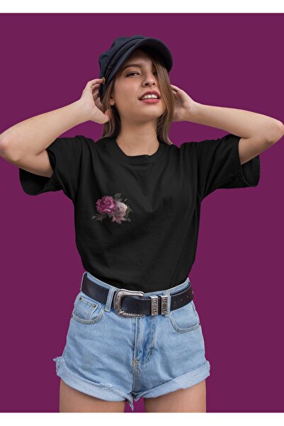 ArtYus TRIOC DE DAMĂ CU GĂRĂ ROTUNDĂ, MÂNECĂ SCURTĂ, IMPRIMAT TRANSFER FLORI2