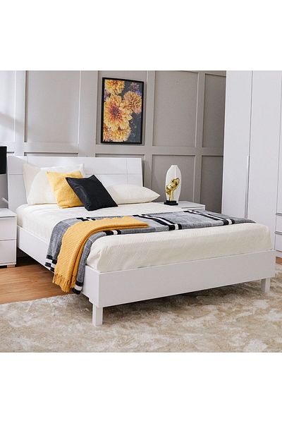 Danube Home Brooklyn 180x200 King Bed - White L224.2xW185.8xH100.8cm