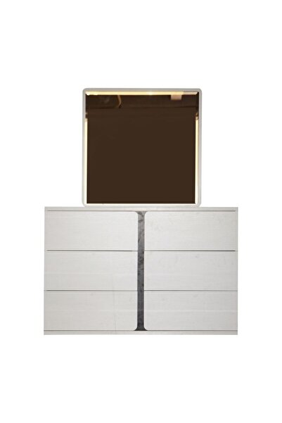 Danube Home Palomeze Dresser with Mirror - White/Black - Stylish Bedroom Storage with 2-Year Warranty