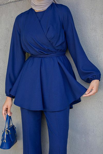 Tesettür Çarşım Bety Linen Cruiser Tunic Trousers Set-Laci