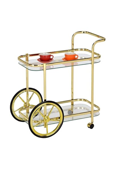 Danube Home Raven 2 Tier Steel Serving Trolley - Stylish Dining Room Cart with Durable Design, 1 Year Warranty