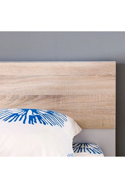 Danube Home Aurora 150x200 Queens Bed - White/ Natural Oak L156.3xW206.5xH90cm
