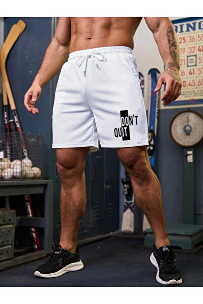 dont quıt Men's White Slimfit Mold Dont Quit Printed