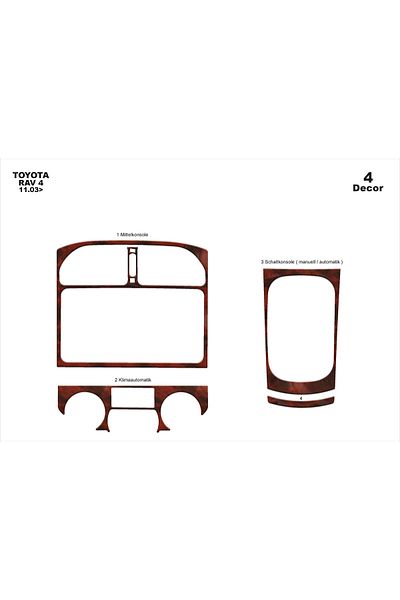 Marscockpitdesign Toyota Rav 4 Consolă-Torpedo Furnir 2003-2004 4 Bucăți