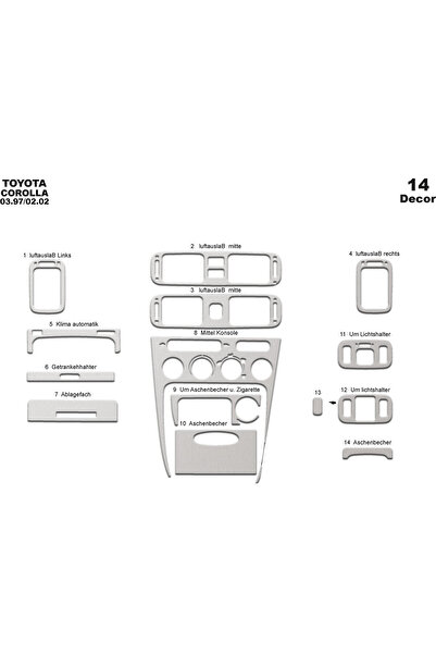 Marscockpitdesign تويوتا كورولا كونسول-توردو 1997-2002 14 قطعة