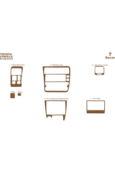 Marscockpitdesign تويوتا كورولا كونسول-توردو 1992-1997 7 قطع