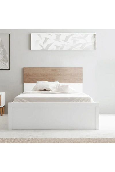 Danube Home Aurora 90X190 Single Bed - White / Natural Oak L196.9xW96xH90cm