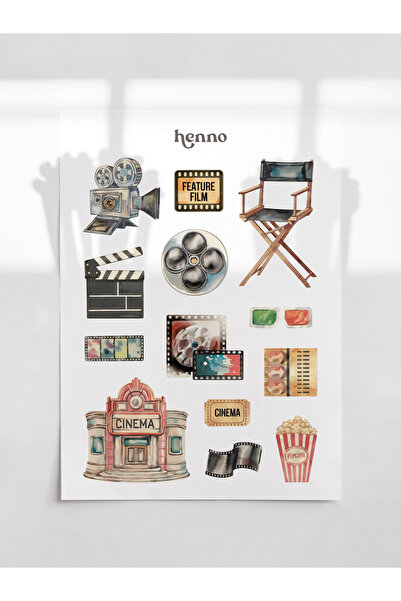 Henno Sinema Temalı Sticker Seti (1 adet A6) | Ajanda, Defter, Planlayıcı, Bu...