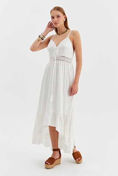 Nish&Chic Bohemian Dress with Ruffles on the Front