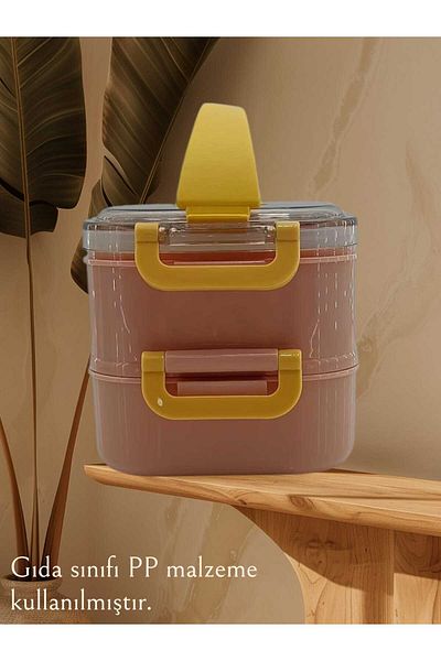 B &D Two Tier Two Compartment Stainless Steel Pink Lunch Box Bes011