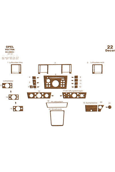 Marscockpitdesign أوبل فيكترا C وحدة التحكم-توبيردو 2002-2008 22 قطعة