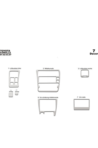 Marscockpitdesign تويوتا كورولا كونسول-توردو 1992-1997 7 قطع