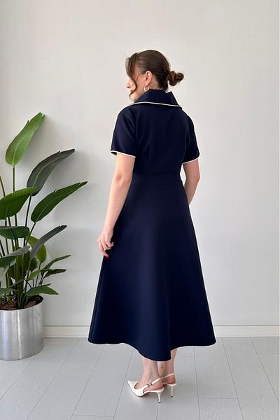 MaziButik Rochie dublă cu guler mare bleumarin