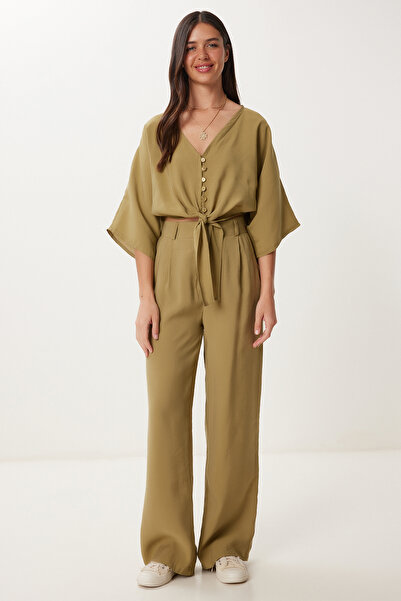 Lovelyİstanbul Σετ παντελόνι Modal Blouse LBV0069 OLIVE GREEN