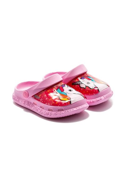 Twigy Unicorn Printed Orthopedic Non-Slip Girls' Beach Nursery Slippers with Top Light