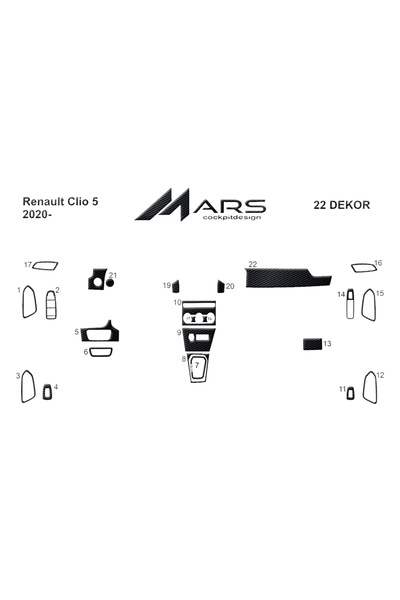 Marscockpitdesign رينو كليو 2020-2023 كونسول-توربيد