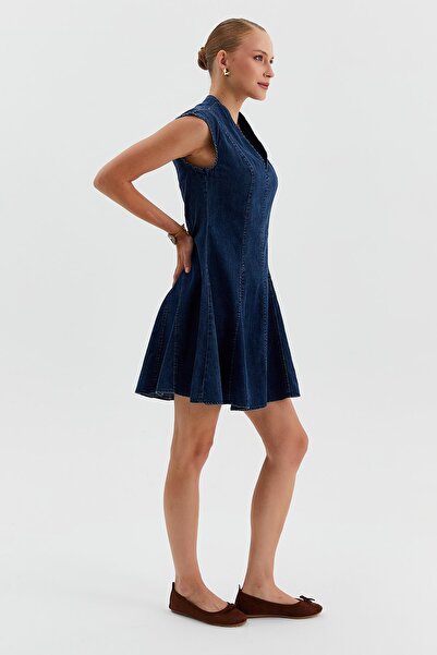 Nish&Chic Sleeveless Flared Jean Dress