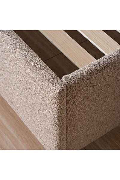 Danube Home Travvy 120x200 Upholstered Single Bed - Dark Beige L215xW132xH140cm