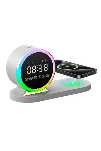 OEM Ceas Multifuncțional Digital Smart 4 În 1, Încărcare Telefon Wireless, Boxă Integrată,bluetooth, Rgb