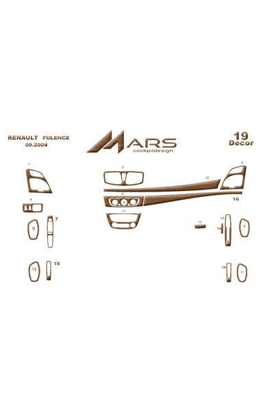 Marscockpitdesign رينو فلوانس 2009- كونسول- توربيدو 19 قطعة