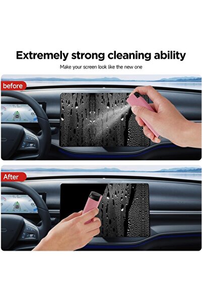 Taimi 2-in-1 screen cleaner with spray and cloth, perfect for phones, tablets, and laptops, Pink