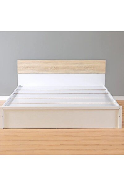 Danube Home Aurora 150x200 Queens Bed - White/ Natural Oak L156.3xW206.5xH90cm