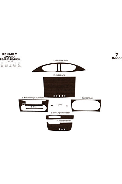 Marscockpitdesign رينو لاجونا وحدة التحكم-توردتو 2001-2005 7 قطع