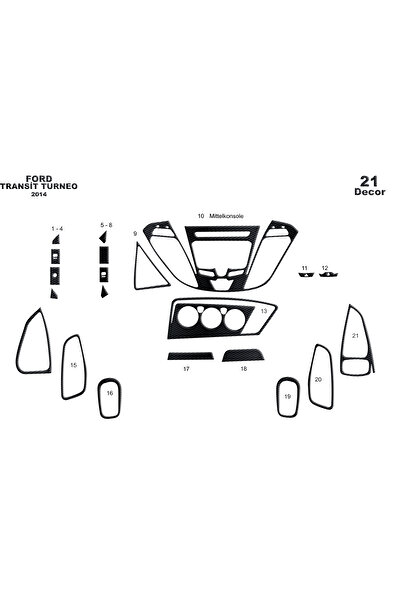 Marscockpitdesign فورد ترانزيت ديلوكس كونسول-توربيدو 2014 20 قطعة