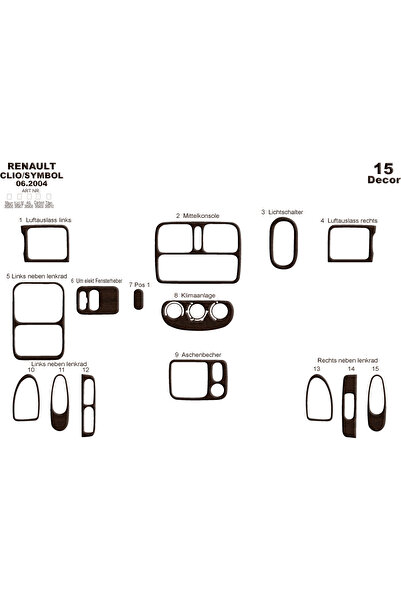 Marscockpitdesign رينو كليو رمز وحدة التحكم-تورد 2004-2008 15 قطعة