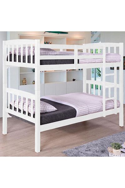 Danube Home Henry 90x190 Solidwood Double Decker Bunk Bed - White L200xW98xH163cm