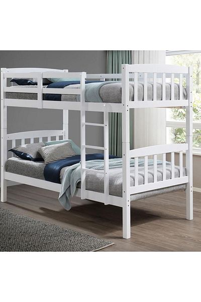Danube Home Henry 90x190 Solidwood Double Decker Bunk Bed - White L200xW98xH163cm