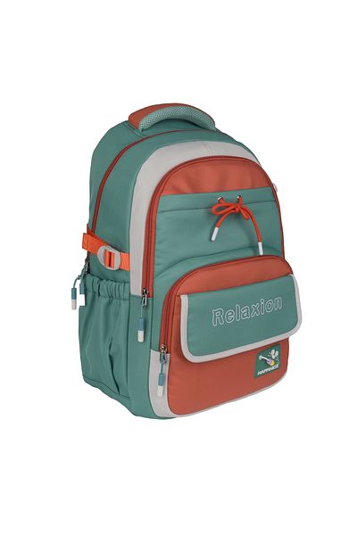 Relaxion New Season Green-Orange Premium School Backpack with Pen Holder 1512