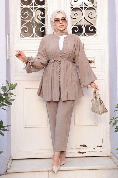 N.S NEVA STYLE Set dublu hijab din nurcă cu detaliu de pile 19031V