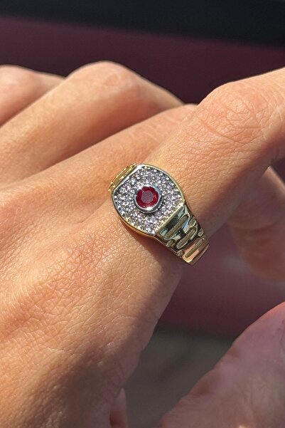 TAKIŞTIR Gold Color Stone Detailed Adjustable Ysx Ring