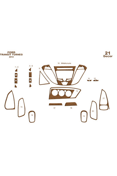 Marscockpitdesign فورد ترانزيت ديلوكس كونسول-توربيدو 2014 20 قطعة