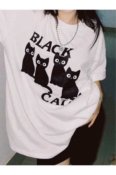 Violon Tricou unisex oversize Black Cat