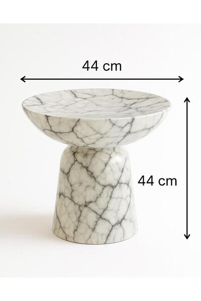 Nils Aksesuar Official Mira Mermer Desenli 44cm Oturma Odası Yan Sehpa Orta S...
