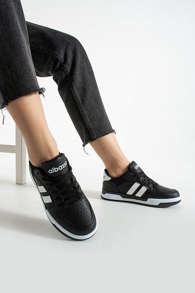 albasso Comfortable Sole, Stripe Detail, Casual Unisex Black Sneaker Sports Shoes